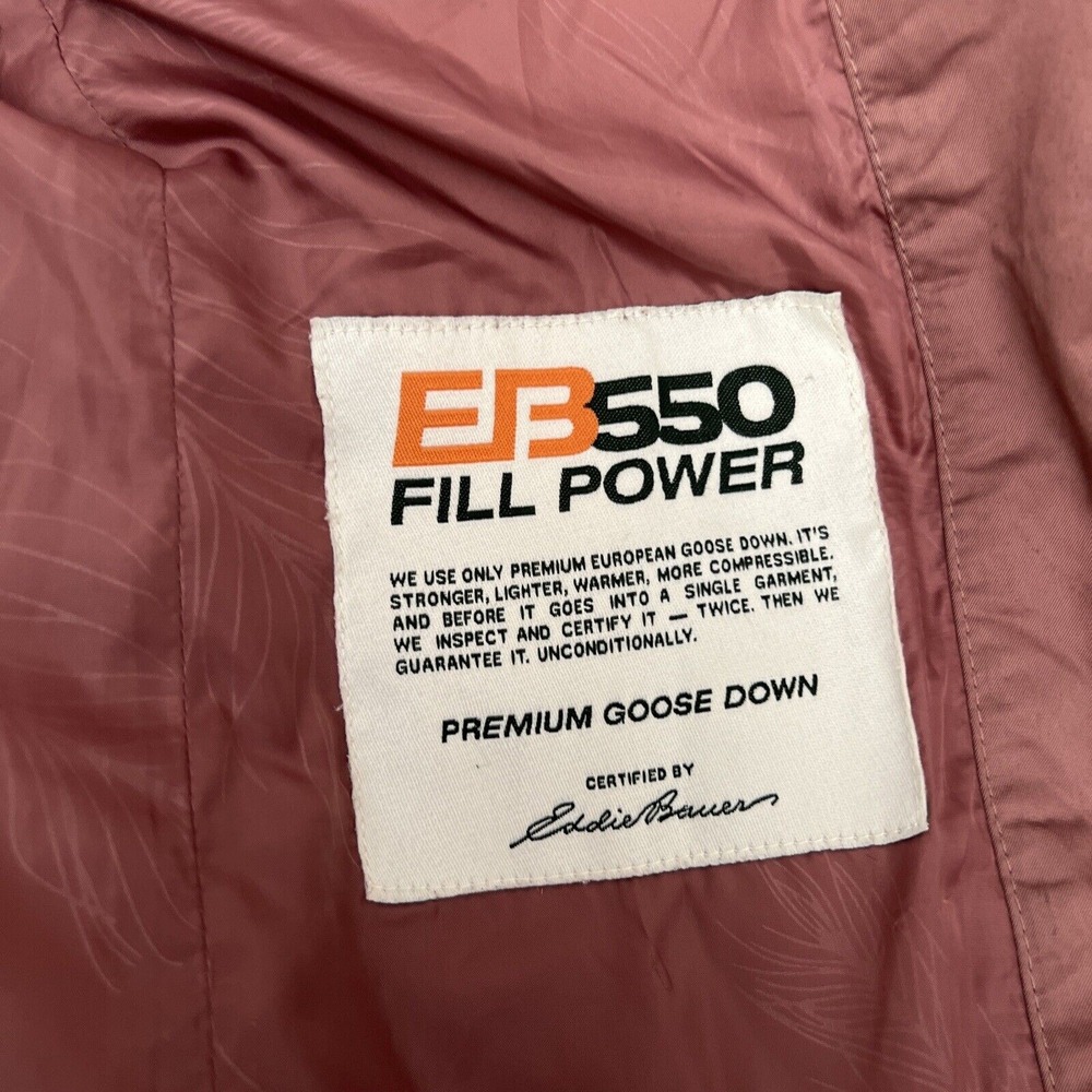 Eddie Bauer Lodge Down Long Coat Womens Size Medium Muave Pink Faux Fur EB550 - Picture 8 of 12